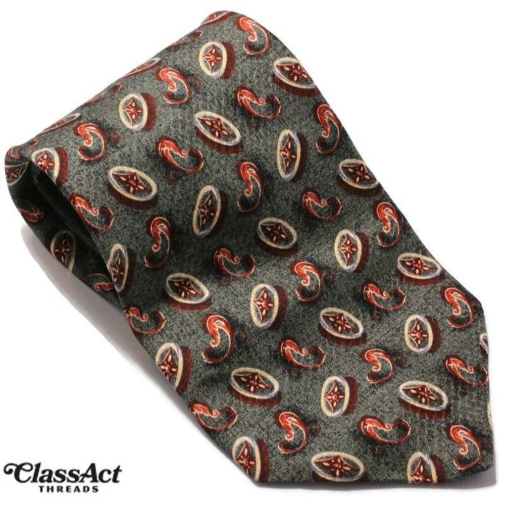 ROBERT TALBOTT Studio Men's 100% Silk Necktie USA Designer PAISLEY Green